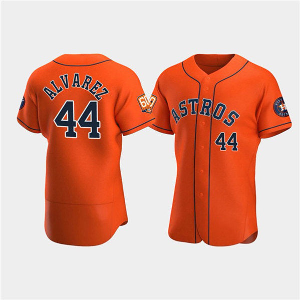 H.Astros #44 Yordan Alvarez Orange 60th Anniversary Flex Base Stitched  Jersey