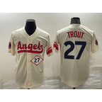 LA.Angels #27 Mike Trout Number Cream 2022 City Connect Cool Base Stitched Jersey