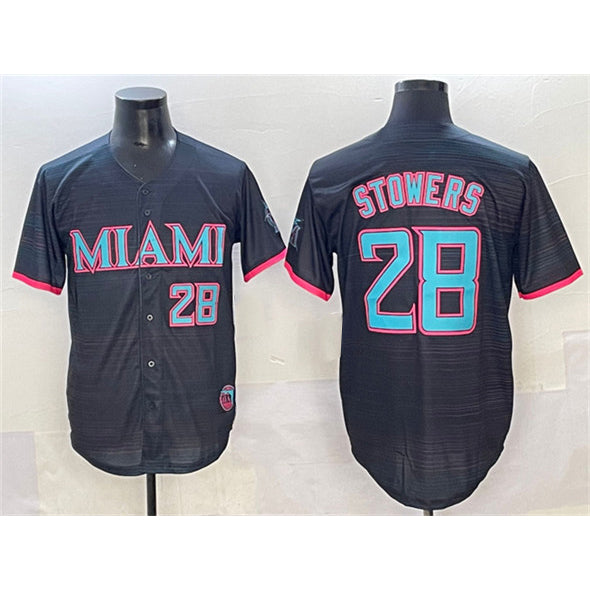 M.Marlins #28 Kyle Stowers Black 2025 City Connect Limited Stitched Jersey
