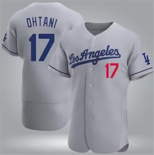 LA.Dodgers #17 Shohei Ohtani Gray Flex Base Stitched Jersey