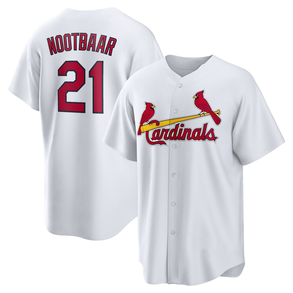 St. Louis Cardinals #21 Lars Nootbaar White Home Replica Jersey