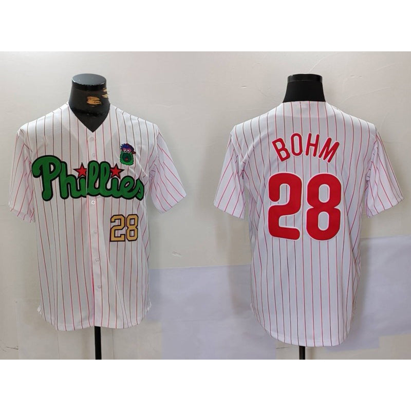 P.Phillies #28 Alec Bohm White Green Cool Base Stitched Jerseys