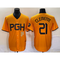 P.Pirates #21 Roberto Clemente Gold 2023 City Connect Stitched Jersey