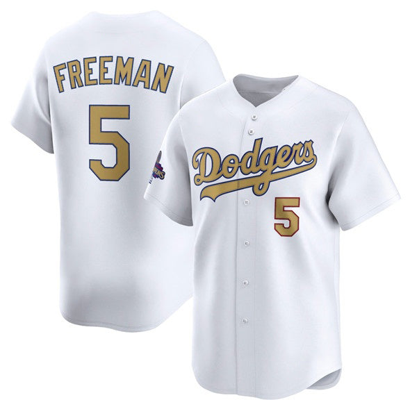 LA.Dodgers #5 Freddie Freeman White 2025 Gold Collection Limited Stitched Jersey
