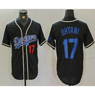 LA.Dodgers #17 Shohei Ohtani Number Black Cool 2 Base With Patch Stitched Jersey