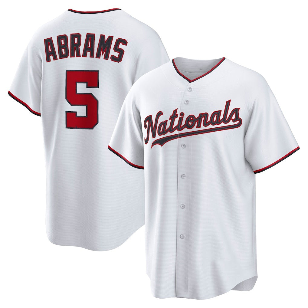 W.Nationals #5 CJ Abrams White Home Replica Jersey