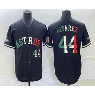 H.Astros #44 Yordan Alvarez Number Mexico Black Cool Base Stitched  Jersey
