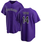 C.Rockies #14 Ezequiel Tovar Purple Cool Base Stitched Jersey