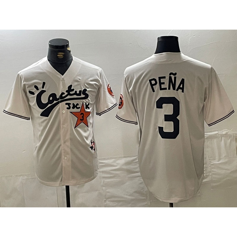H.Astros #3 Jeremy Pena Cream Cactus Jack Vapor Premier Stitched Jersey