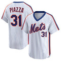 NY.Mets #31 Mike Piazza White Throwback Cooperstown Collection Limited Jersey