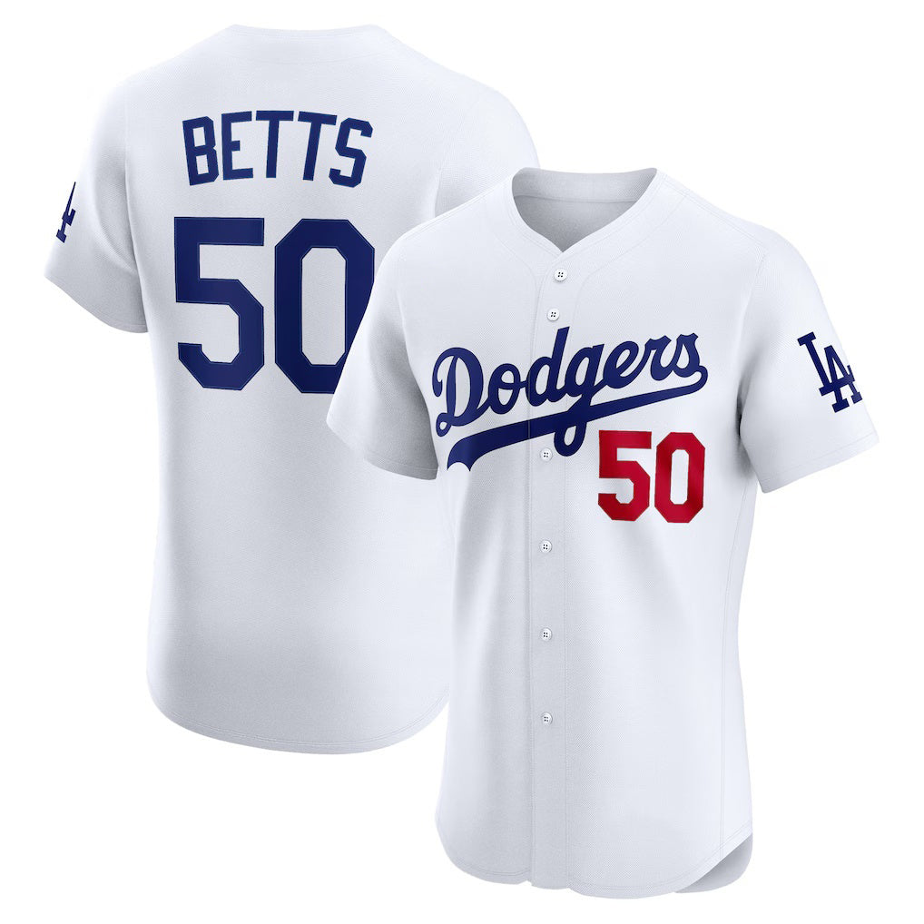 LA.Dodgers #50 Mookie Betts White Home Elite Player Jersey