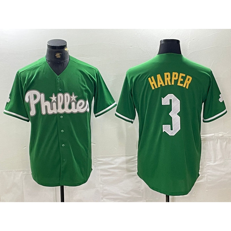 P.Phillies #3 Bryce Harper Green 2024 City Connect Stitched Jersey