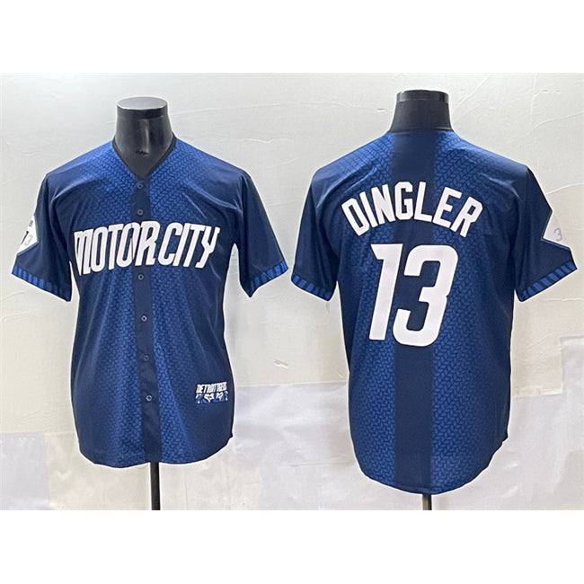 D.Tigers #13 Dillon Dingler 2024 Navy City Connect Cool Base Limited Stitched Jersey