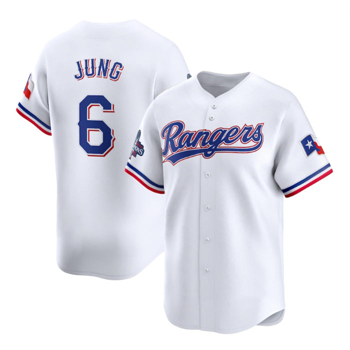 T.Rangers #6 Josh Jung White 2023 World Series Champions Stitched Jersey