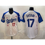 LA.Dodgers #17 Shohei Ohtani White Royal 2025 World Series Champions Patch Tokyo Series Limited Stitched Jersey