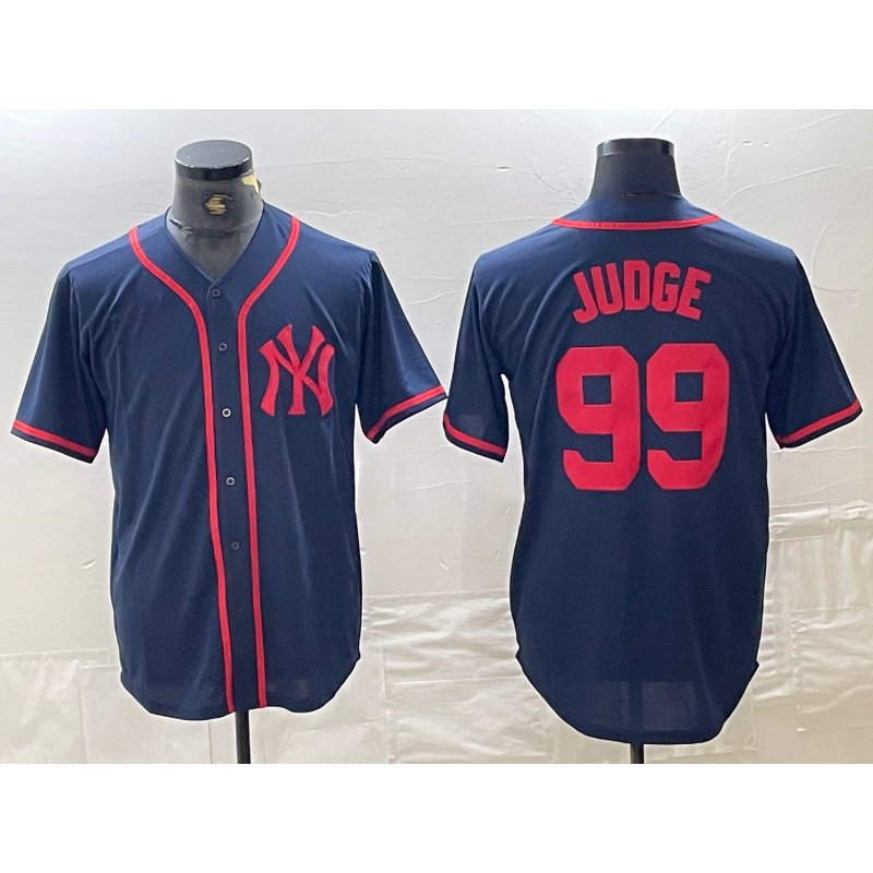 NY.Yankees #99 Aaron Judge Navy Red Fashion Cool Base Jersey