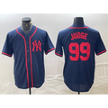 NY.Yankees #99 Aaron Judge Navy Red Fashion Cool Base Jersey