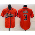 H.Astros #3 Jeremy Pena Number Orange With Patch Cool Base Stitched Jersey