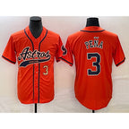 H.Astros #3 Jeremy Pena Number Orange With Patch Cool Base Stitched Jersey