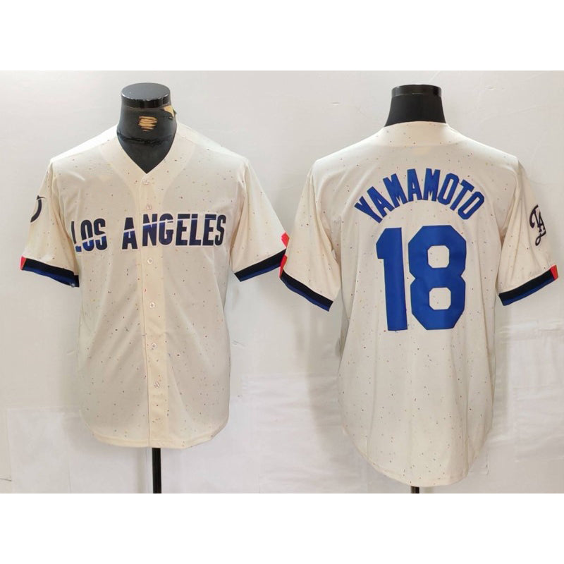 LA.Dodgers #18 Yoshinobu Yamamoto Cream 2024 City Connect Limited Stitched Jersey