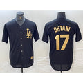 LA.Dodgers #17 Shohei Ohtani Black Gold Cool Base Stitched Jersey