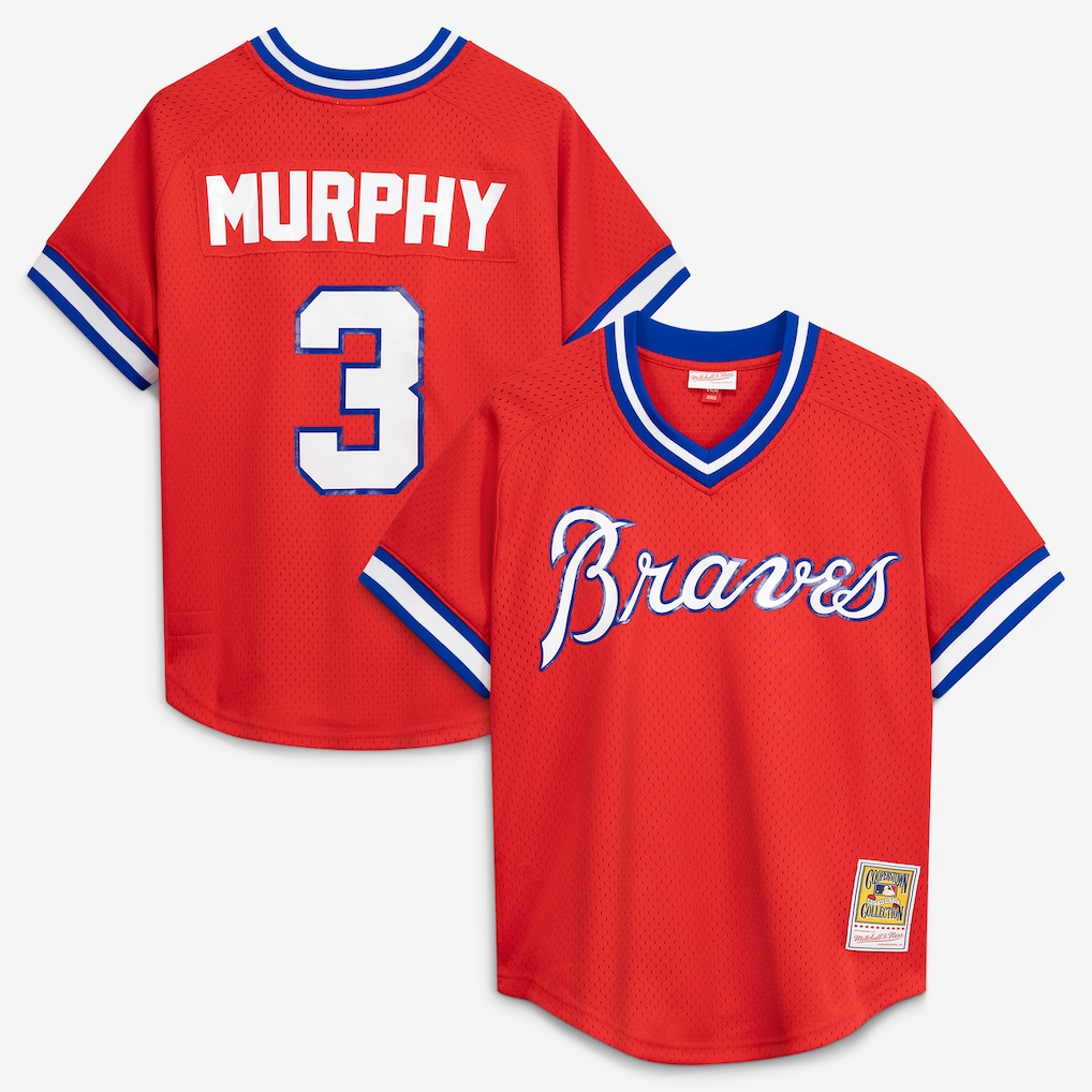 A.Braves #3 Dale Murphy Mitchell & Ness Red Cooperstown Collection Mesh Batting Practice Jersey