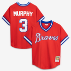 A.Braves #3 Dale Murphy Mitchell & Ness Red Cooperstown Collection Mesh Batting Practice Jersey