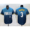 P.Phillies #3 Bryce Harper Number Blue 2024 City Connect Limited Stitched Jersey