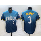 P.Phillies #3 Bryce Harper Number Blue 2024 City Connect Limited Stitched Jersey