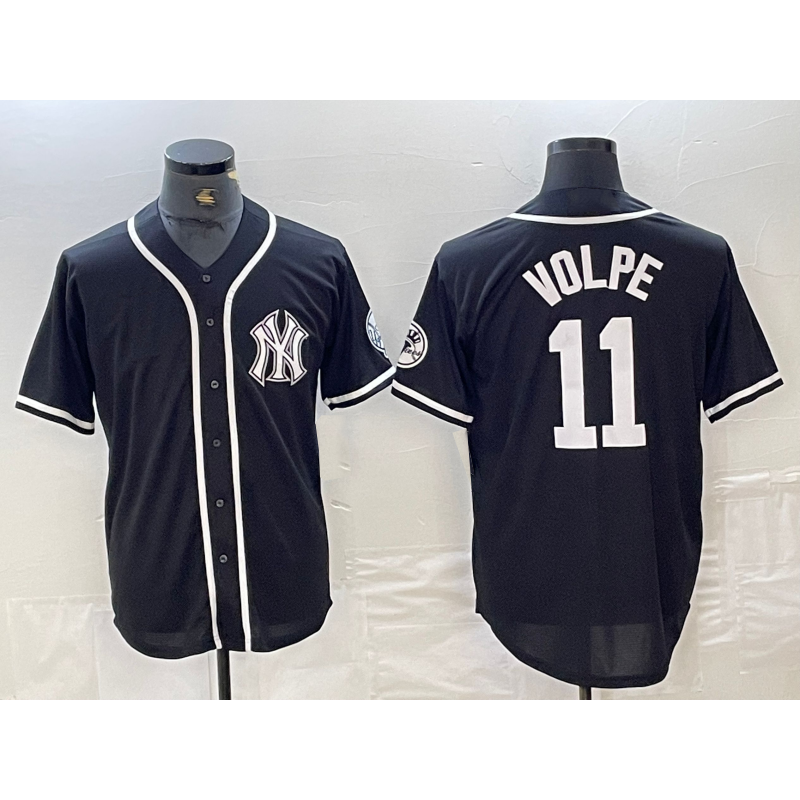 NY.Yankees #11 Anthony Volpe Black White Cool Base Stitched Jersey