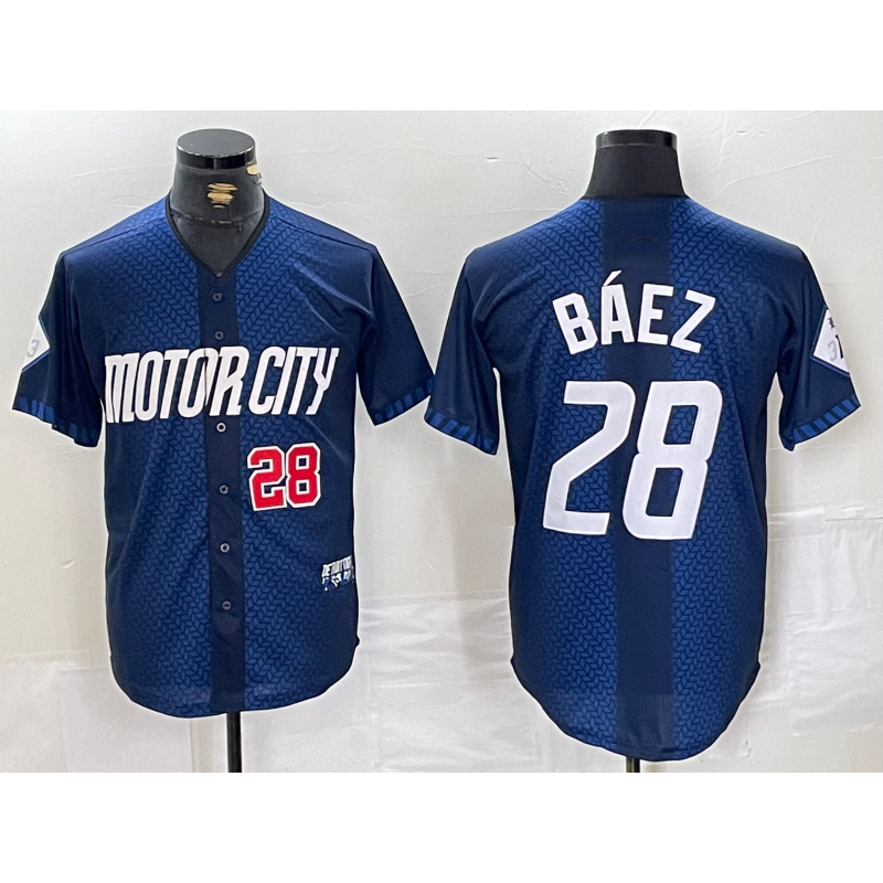 D.Tigers #28 Javier Baez Number 2024 Navy City Connect Cool Base Limited Stitched Jersey