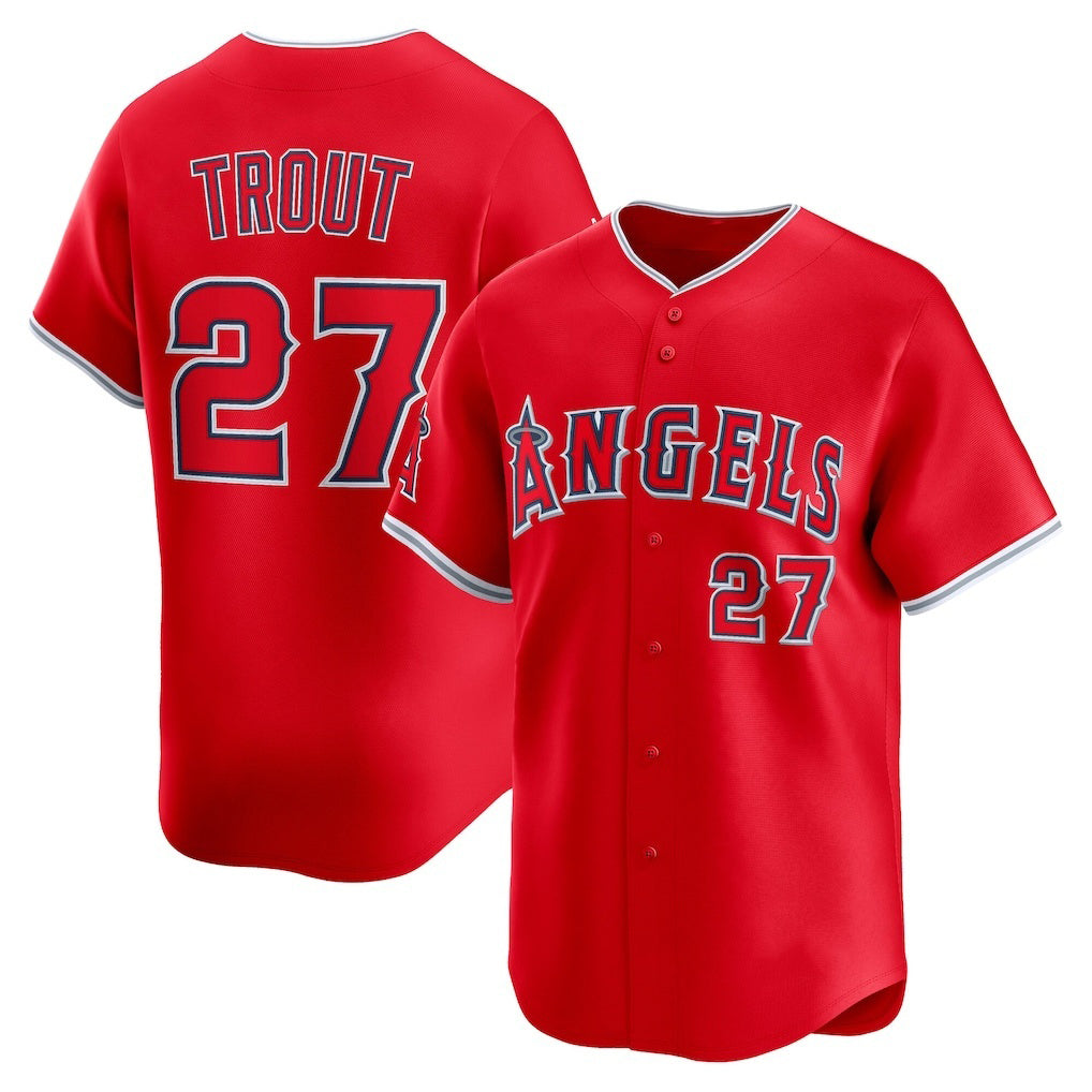 LA.Angels #27 Mike Trout Number Red Alternate Limited Player Jersey