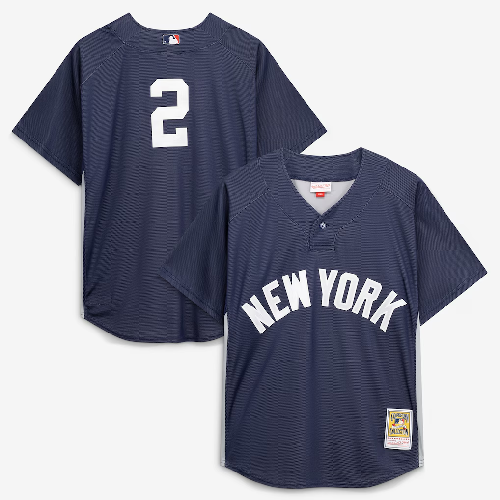 NY.Yankees #2 Derek Jeter Mitchell & Ness Navy Authentic Jersey