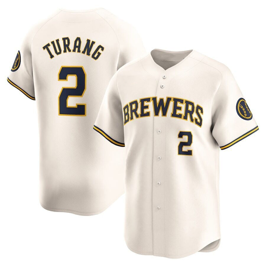 M.Brewers #2 Brice Turang Cream Limited Jersey