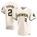 M.Brewers #2 Brice Turang Cream Limited Jersey