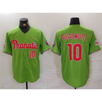 P.Phillies #10 J.T. Realmuto Number Green With Patch Stitched Cool Base Jersey