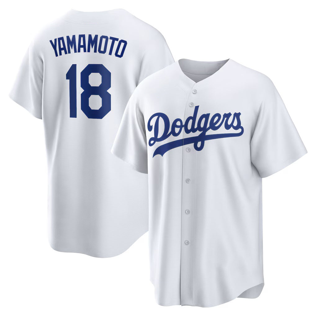LA.Dodgers #18 Yoshinobu Yamamoto White Home Replica Player Jersey