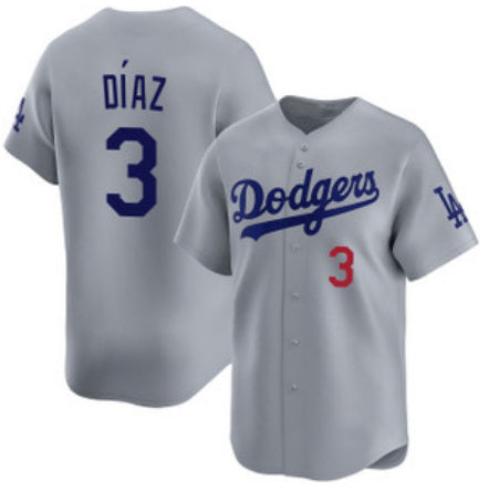 LA.Dodgers #3 Edwin Diaz Grey Limited Stitched Jersey