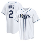 TB.Rays #2 Yandy Diaz White Home Replica Jersey