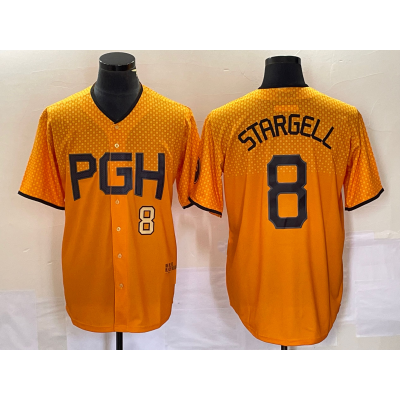 P.Pirates #8 Willie Stargell Number Gold 2023 City Connect Stitched Jersey