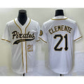 P.Pirates #21 Roberto Clemente Number White Cool Base Stitched  Jersey
