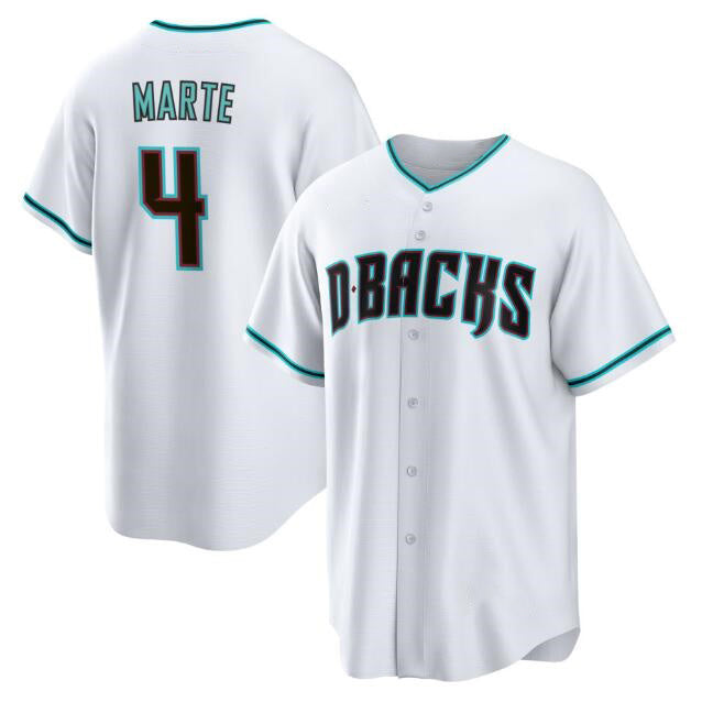 A.Diamondback #4 Ketel Marte White Cool Base Stitched  Jersey