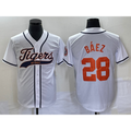D.Tigers #28 Javier Baez White Cool Base Stitched Jersey