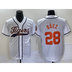 D.Tigers #28 Javier Baez White Cool Base Stitched Jersey