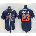 SD.Padres #23 Fernando Tatis Jr. Navy Blue Stitched Cool Base Throwback Jersey