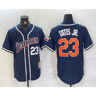 SD.Padres #23 Fernando Tatis Jr. Navy Blue Stitched Cool Base Throwback Jersey