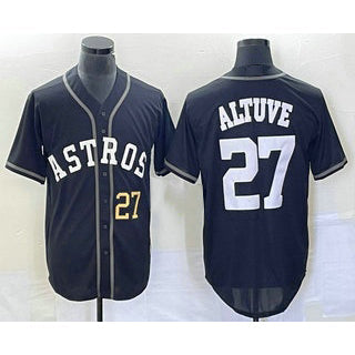H.Astros #27 Jose Altuve Number Black Cool Base Stitched  Jersey