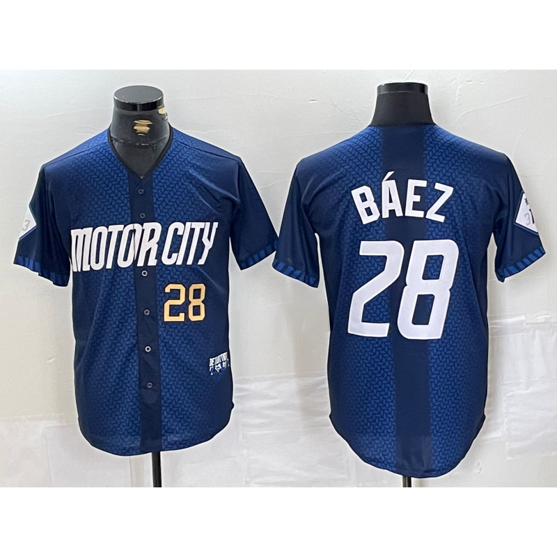 D.Tigers #28 Javier Baez Number 2024 Navy City Connect Cool Base 2 Limited Stitched Jersey