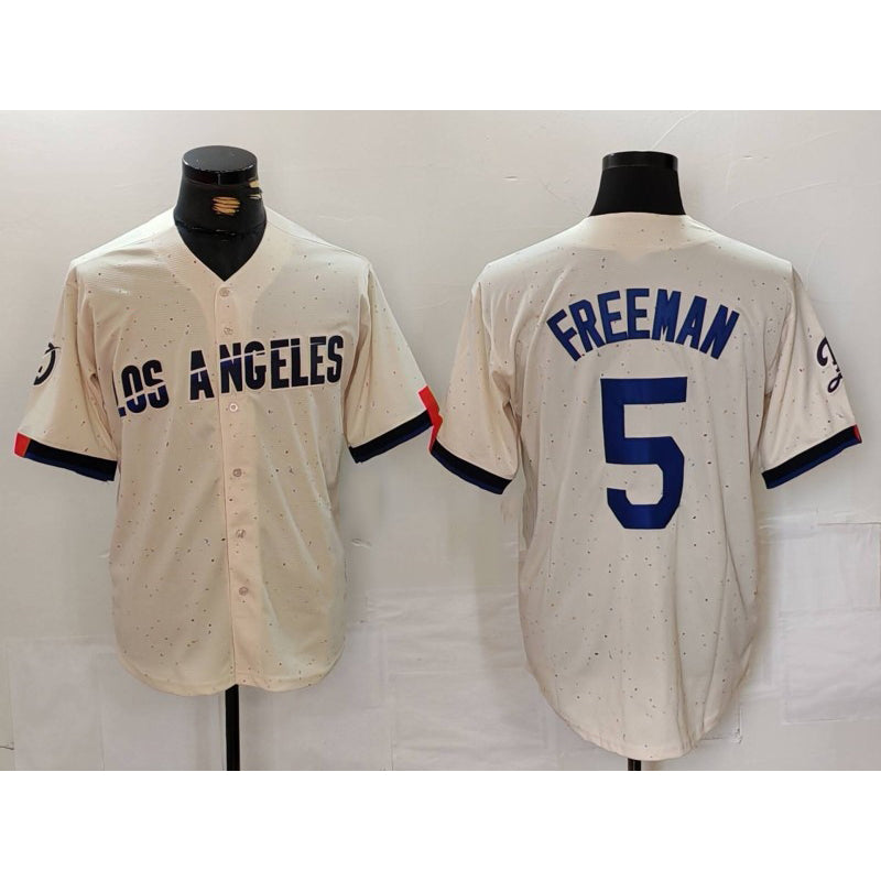 LA.Dodgers #5 Freddie Freeman Cream 2024 City Connect Limited Stitched Jersey