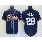 D.Tigers #28 Javier Baez Navy Cool Base Stitched Jersey